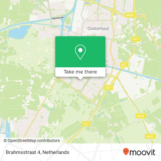 Brahmsstraat 4, 4904 NB Oosterhout kaart