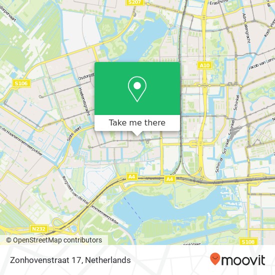 Zonhovenstraat 17, 1066 MA Amsterdam kaart