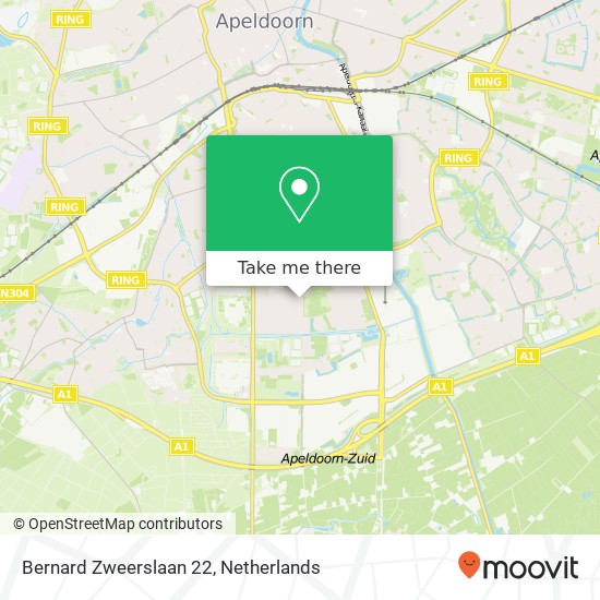 Bernard Zweerslaan 22, 7333 DW Apeldoorn kaart