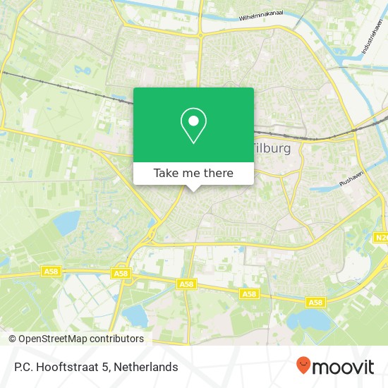 P.C. Hooftstraat 5, 5025 PL Tilburg kaart