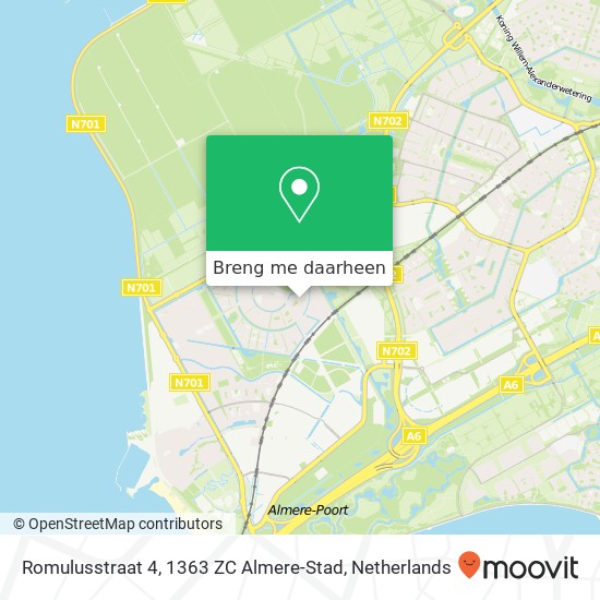 Romulusstraat 4, 1363 ZC Almere-Stad kaart