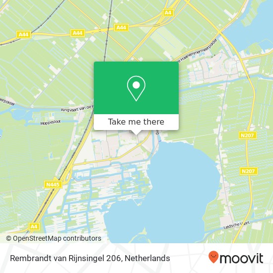 Rembrandt van Rijnsingel 206, 2371 RJ Roelofarendsveen kaart