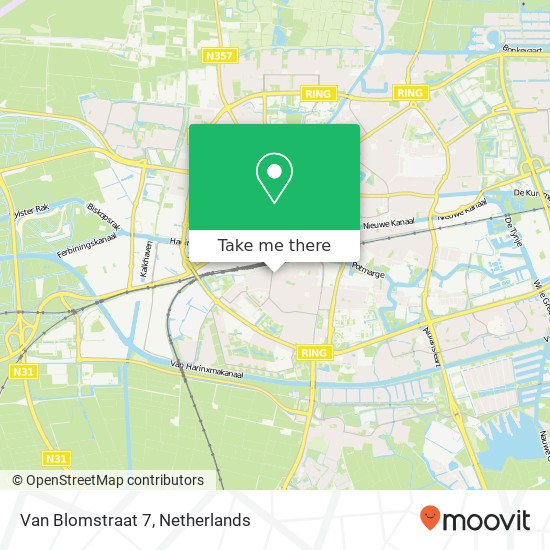 Van Blomstraat 7, 8932 EZ Leeuwarden kaart