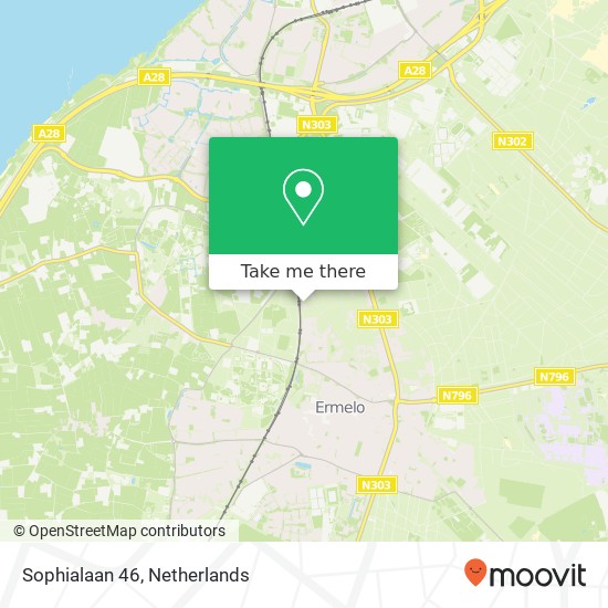 Sophialaan 46, 3851 XJ Ermelo kaart