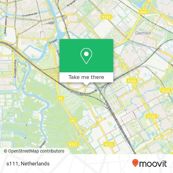 s111, 1114 Amsterdam-Duivendrecht kaart