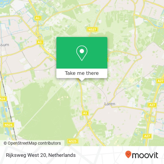 Rijksweg West 20, 1251 CK Laren kaart