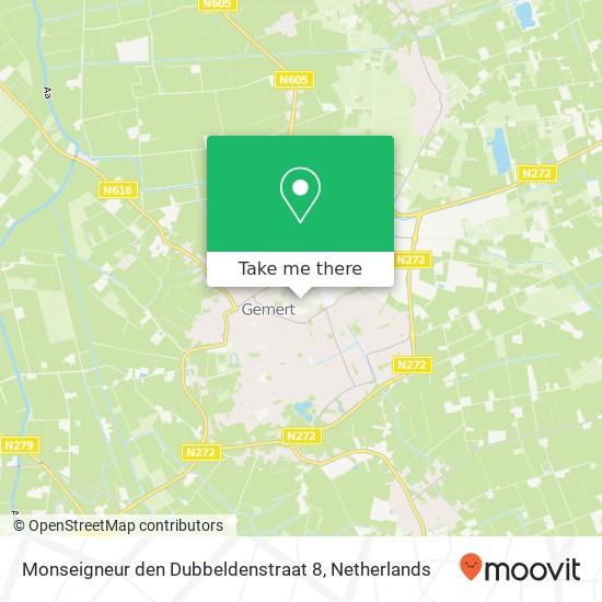 Monseigneur den Dubbeldenstraat 8, 5421 VE Gemert kaart