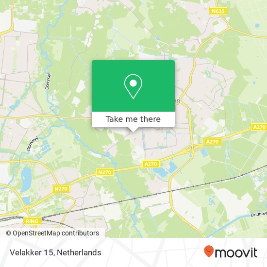 Velakker 15, 5672 PE Nuenen kaart