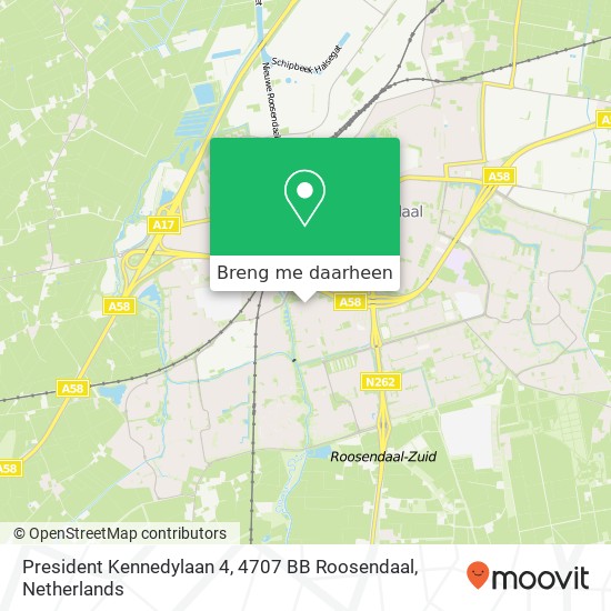 President Kennedylaan 4, 4707 BB Roosendaal kaart