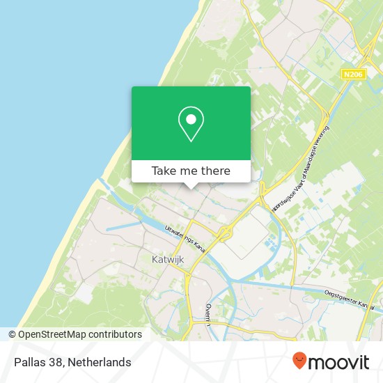 Pallas 38, 2221 JM Katwijk aan Zee kaart