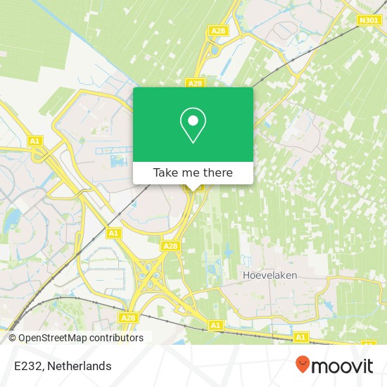 E232, 3829 Hooglanderveen kaart