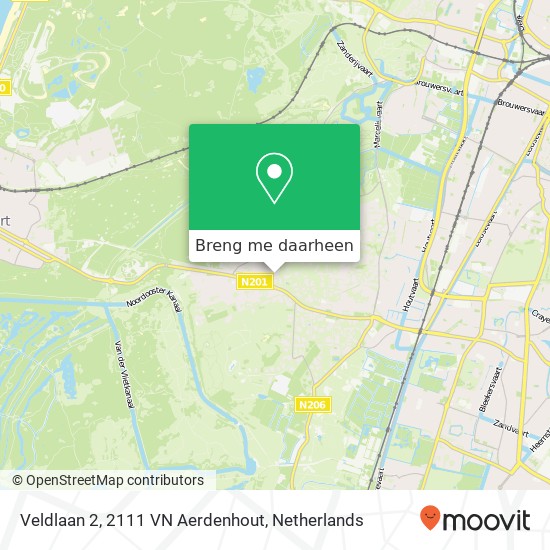 Veldlaan 2, 2111 VN Aerdenhout kaart