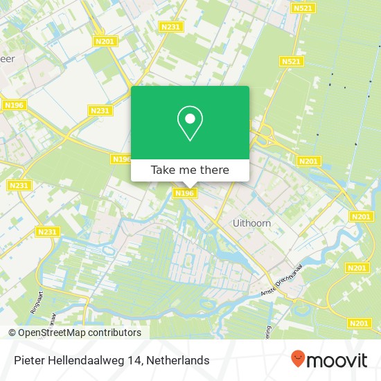 Pieter Hellendaalweg 14, 1421 KV Uithoorn kaart