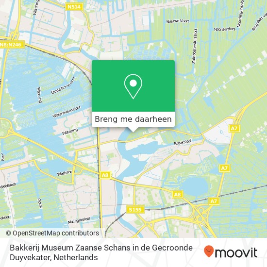 Bakkerij Museum Zaanse Schans in de Gecroonde Duyvekater kaart