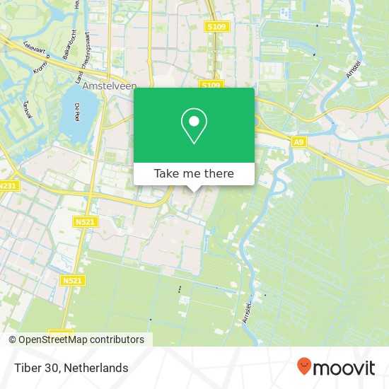 Tiber 30, 1186 KS Amstelveen kaart