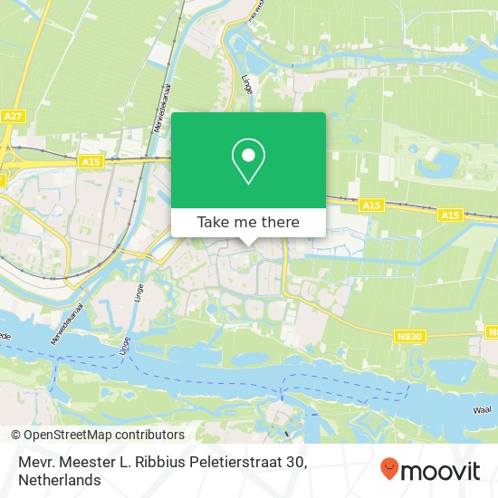 Mevr. Meester L. Ribbius Peletierstraat 30, 4207 NL Gorinchem kaart