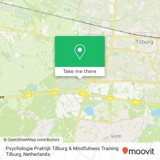 Psychologie Praktijk Tilburg & Mindfulness Training Tilburg, Beeklaan 107A kaart