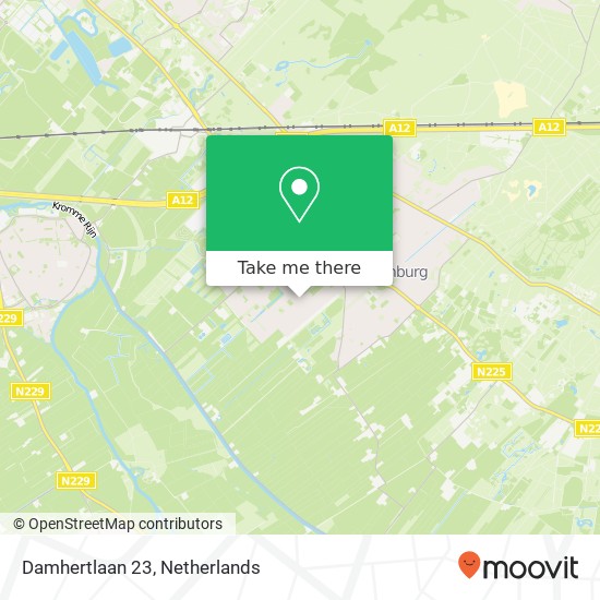 Damhertlaan 23, 3972 DA Driebergen kaart