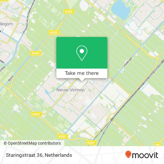 Staringstraat 36, 2152 CX Nieuw-Vennep kaart