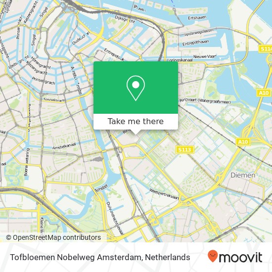 Tofbloemen Nobelweg Amsterdam, Nobelweg 2 kaart
