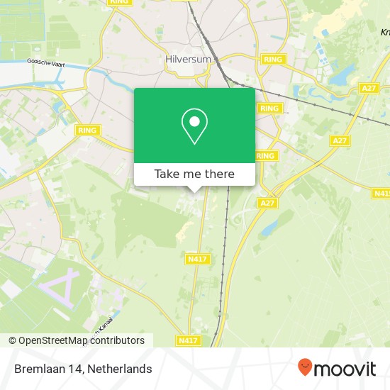 Bremlaan 14, 1213 SW Hilversum kaart