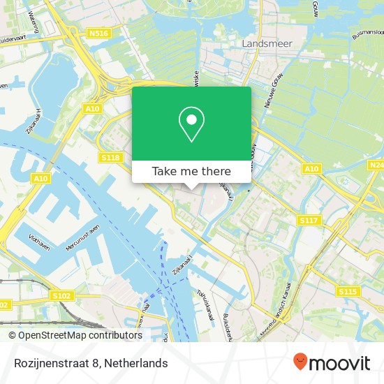 Rozijnenstraat 8, 1033 LR Amsterdam kaart