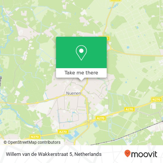 Willem van de Wakkerstraat 5, 5671 DJ Nuenen kaart