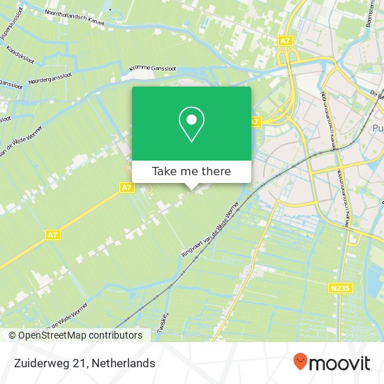 Zuiderweg 21, 1456 ND Wijdewormer kaart
