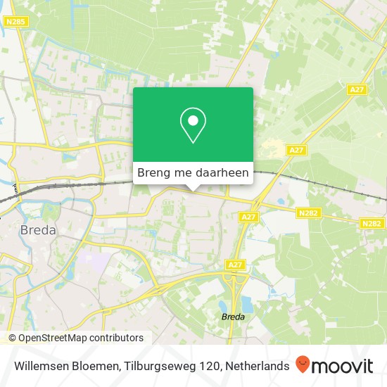 Willemsen Bloemen, Tilburgseweg 120 kaart