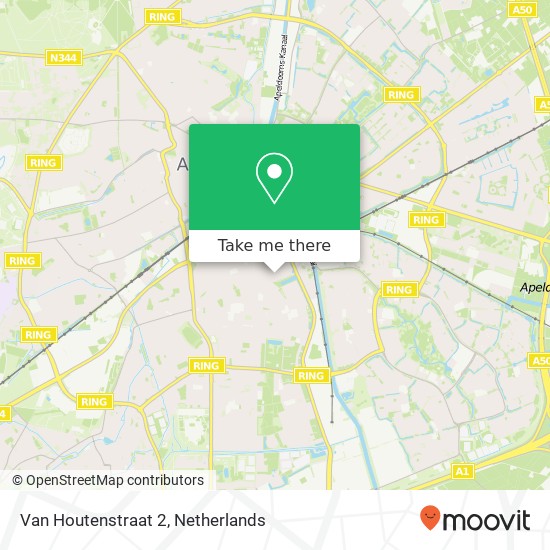 Van Houtenstraat 2, 7331 SX Apeldoorn kaart