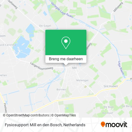 Fysiosupport Mill en den Bosch kaart