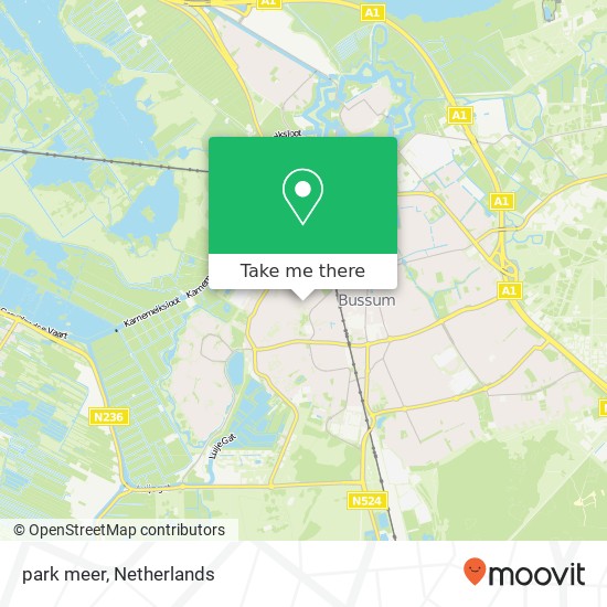 park meer, 1405 Bussum kaart