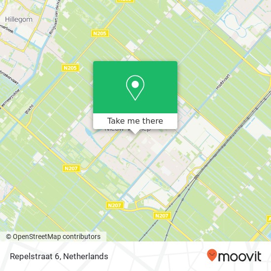 Repelstraat 6, 2151 BN Nieuw-Vennep kaart
