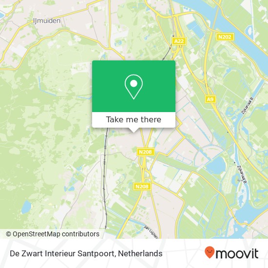 De Zwart Interieur Santpoort, Narcissenstraat 2 2071 NM Santpoort-Noord kaart