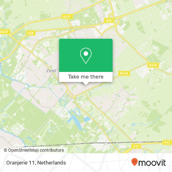 Oranjerie 11, 3701 TG Zeist kaart