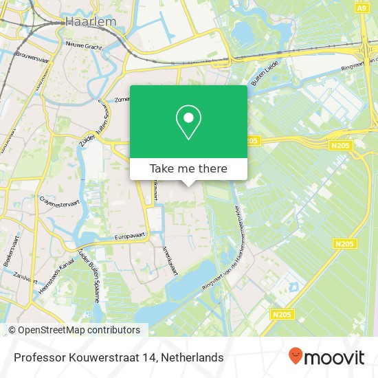 Professor Kouwerstraat 14, 2035 CC Haarlem kaart