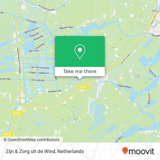 Zijn & Zorg uit de Wind, Broekermeerdijk kaart