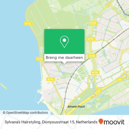 Sylvana's Hairstyling, Dionysusstraat 15 kaart