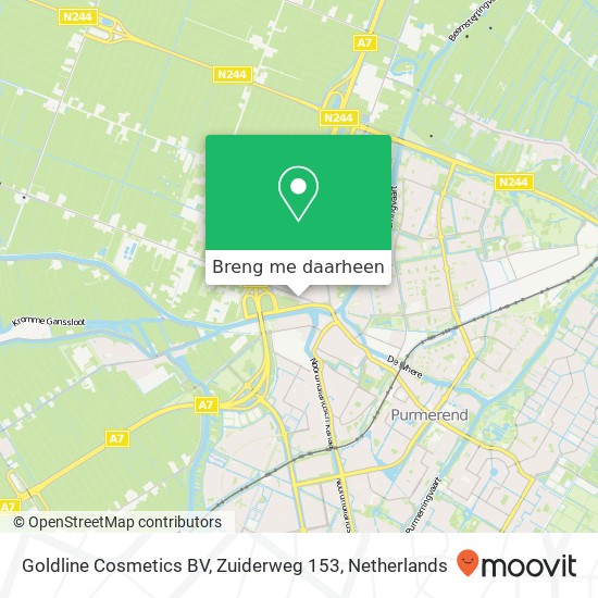 Goldline Cosmetics BV, Zuiderweg 153 kaart