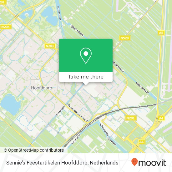 Sennie's Feestartikelen Hoofddorp, Tuinweg 26 kaart