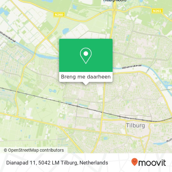 Dianapad 11, 5042 LM Tilburg kaart