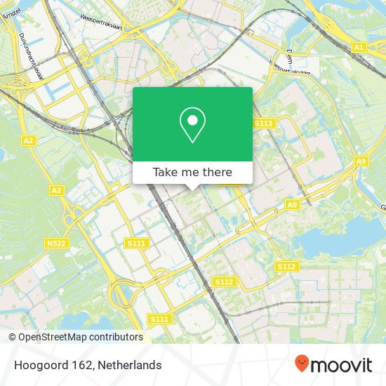 Hoogoord 162, 1102 CH Amsterdam kaart