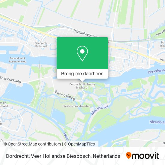 Dordrecht, Veer Hollandse Biesbosch kaart