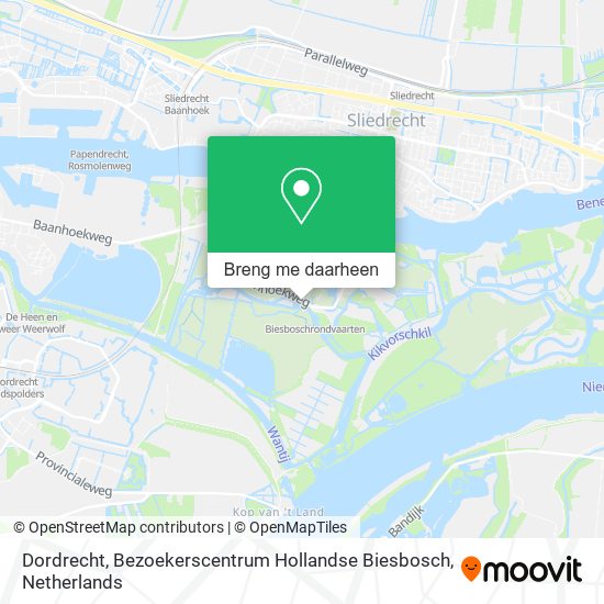 Dordrecht, Bezoekerscentrum Hollandse Biesbosch kaart