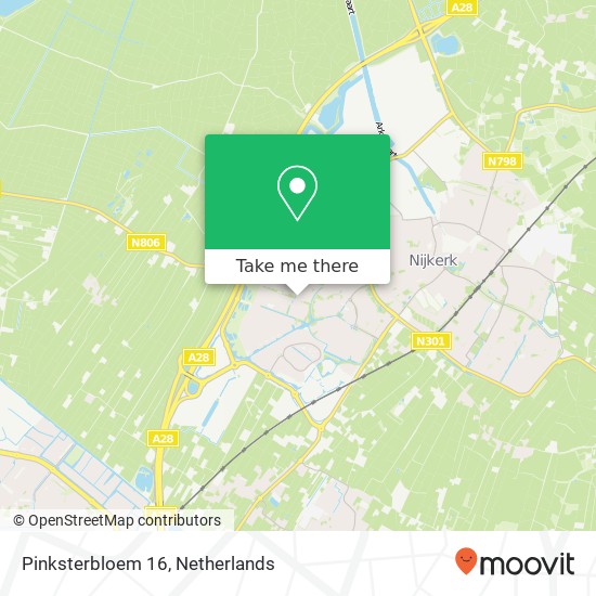 Pinksterbloem 16, 3863 DJ Nijkerk kaart