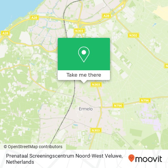Prenataal Screeningscentrum Noord-West Veluwe, Koningin Emmalaan 12 kaart