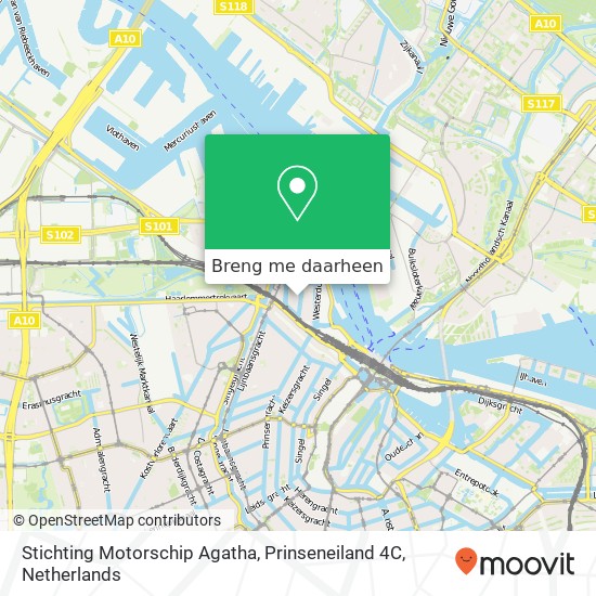 Stichting Motorschip Agatha, Prinseneiland 4C kaart