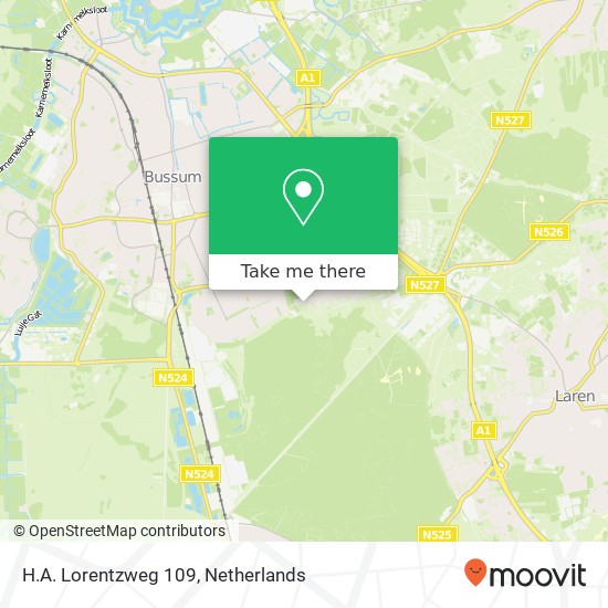 H.A. Lorentzweg 109, 1403 EN Bussum kaart