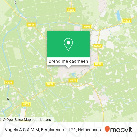 Vogels A G A M M, Berglarenstraat 21 kaart