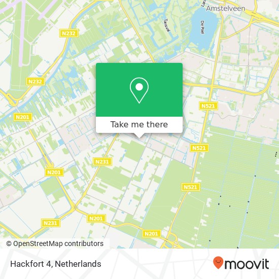 Hackfort 4, 1187 DP Amstelveen kaart